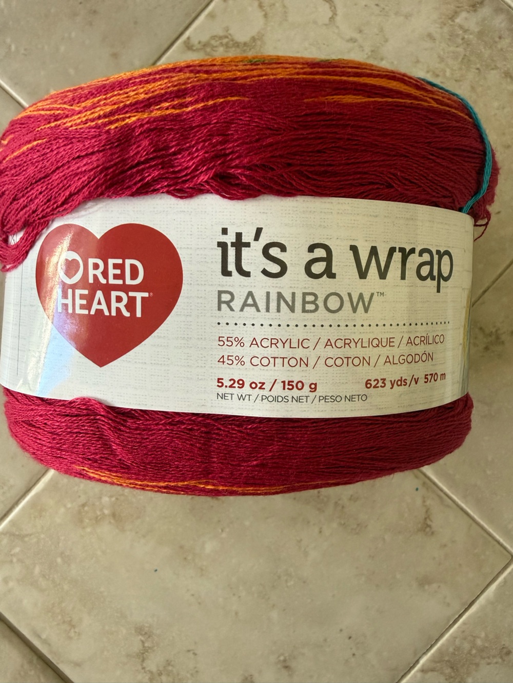 Red Heart "It's a Wrap" Rainbow Yarn - Fiesta